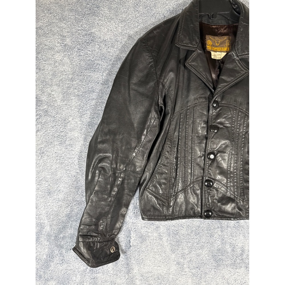The Leather Ranch Vintage Brown Genuine Leather Button Front Western Jacket XL - Picture 3 of 15